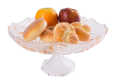 背景上有食物的玻璃碗早餐橙子小麦热带白色红色谷物浆果水平沙拉图片