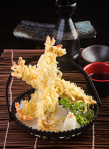 日食 西菜 海瓜虾和背景虾面包屑油炸小吃白色食物海鲜美食贝类对虾筷子图片