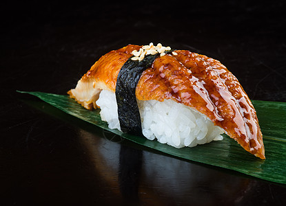 鳗鱼寿司日美菜 寿司和背景鳗鱼美味熏制白色饮食美食海鲜海苔海藻食物背景