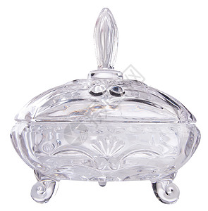 水晶罐子在背景上白色玻璃花瓶厨房器皿投手背景图片