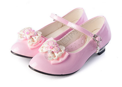 儿童鞋底的凉鞋女孩皮革粉色鞋类橡皮童年衣服白色孩子们图片