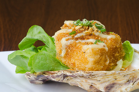 日美菜 背景的炸豆腐大豆烹饪食物油炸盘子大石豆腐餐厅绿色白色图片