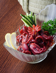 日食美食 背景的章鱼小吃海鲜美食鱼片乌贼炙烤餐厅食物盘子沙拉图片