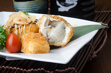 日美菜 背景的炸豆腐豆腐美食食物盘子餐厅大石大豆油炸绿色白色图片