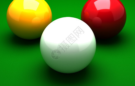 三个球Billiard团体运动数字线索红色水池娱乐桌子游戏绿色图片