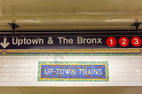 纽约市的上城和布朗克斯地铁标志图片