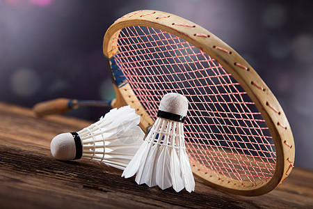 一套羽毛球 划桨和穿梭孔雀器材背景娱乐法庭摄影乐趣羽毛游戏体育彩色背景图片
