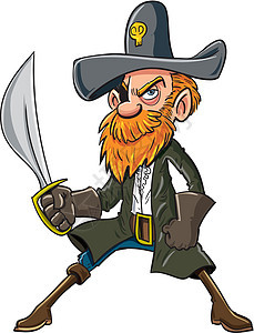 带安息日的卡通海盗绘画男人卡通片队长帽子海盗插图颅骨微笑戏服图片