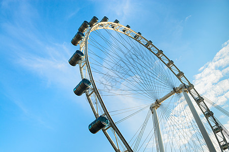 蓝色天空的摩天轮轮公园金属圆圈车轮圆形传单乐趣滚筒摩天轮旋转木马图片
