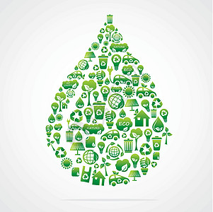 带有生态绿色图标的水滴设计图片