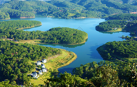 奇妙的风景 生态湖 越南旅行高地环境农村生态旅游美化场景全景高视野村庄空气图片