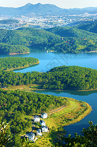 奇妙的风景 生态湖 越南旅行别墅森林爬坡高视野气氛场景高地印象环境全景图片
