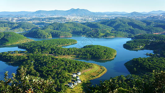 奇妙的风景 生态湖 越南旅行别墅场景村庄生态旅游高地环境美化空气假期爬坡图片