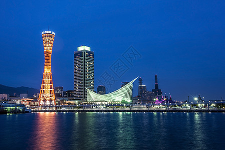 日本神户港市中心风景天际建筑学地标全景景观场景城市巡航图片