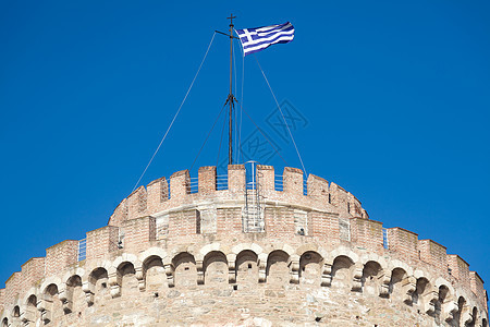 希腊塞萨洛尼基白塔天空建筑学全景博物馆旅游据点堡垒防御墙壁建筑图片