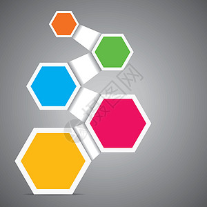 彩色六边形图插图网站数字框架面体多方面模板网页风格阴影图片