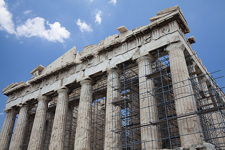 帕台农神庙 雅典那圣殿文化大理石历史风格考古学纪念碑古董首都地方蓝色图片