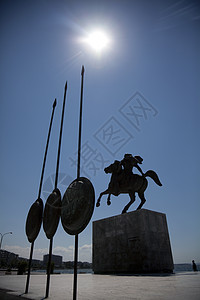 亚历山大大帝雕像建筑考古学纪念碑骑师建筑物历史风格文化英雄地方背景图片