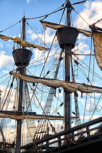 海盗船历史性航程钻机海盗帆船勘探导航风帆墙纸木头高清图片