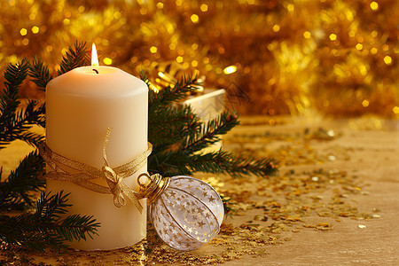 圣诞节蜡烛盒子新年卡片烧伤辉光装饰品展示礼物背景丝带图片
