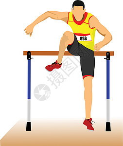人运行障碍物 矢量光启动竞赛体育场训练力量竞技男人记录竞争挑战跑步图片