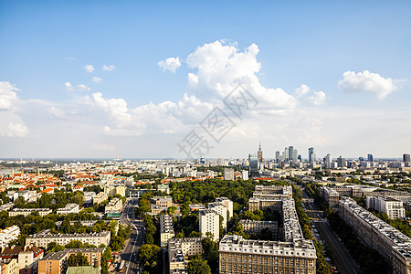 华沙全景建筑物房地产大街景观天际鸟瞰图晴天城市生活中心旅游图片