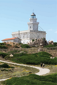 意大利撒丁岛的灯塔-矢量逼真图像图片