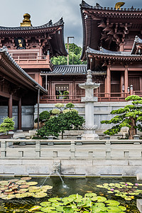 香港九龙志莲净苑喷泉旅行建筑学寺庙名胜佛教徒地标风景宗教图片