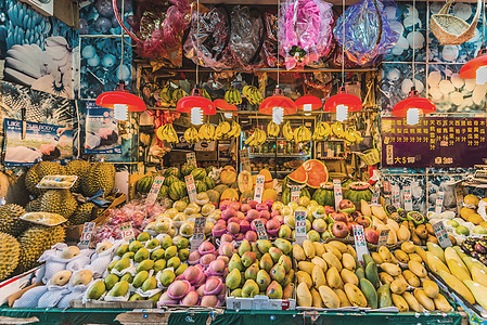 中途湾(香港)的热带水果市场图片