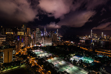 维多利亚公园堤道湾香港市风景之夜背景图片