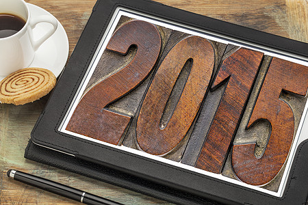 2015年按旧林木类型计算药片凸版日历数字咖啡印版粮食新年木头电脑图片