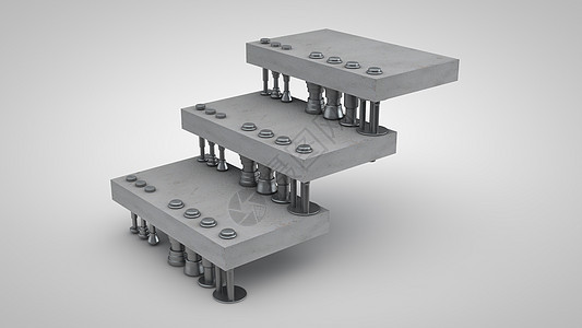 在灰色背景上隔离的正在安装的楼梯图片
