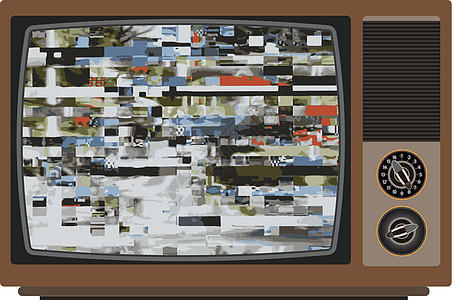 旧电视有坏信号古董广播框架空白通讯电子产品技术视频旋钮黑色图片