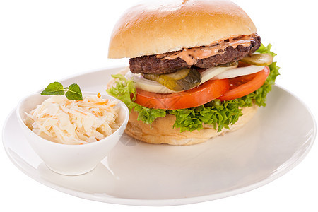 带学校法律的芝士汉堡包子服务沙拉牛肉营养淀粉红肉碎肉食堂餐厅图片