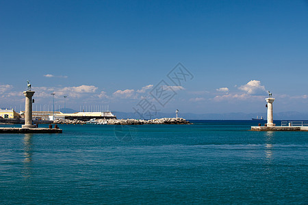 曼德拉基港 罗得斯旗帜港口地标石头风情游艇海港堡垒码头汽艇图片