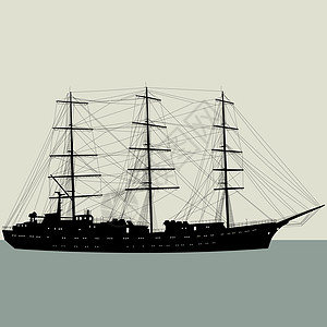 在白色背景中孤立的轮船轮底拖风车绘画历史血管绳索旅行古董帆船木板水手桅杆图片