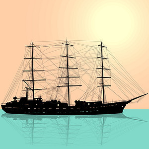 在白色背景中孤立的轮船轮底拖风车木头梯子血管插图游艇帆船古董木板夹子运输图片