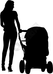 带婴儿婴儿车的母亲走路时的休眠环女孩们女性父母场景女儿成年人快乐生活生长母性图片