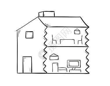 房屋草图铅笔沙发住宅地面家具地下室插图风格涂鸦阁楼图片