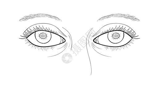 妇女眼睛手绘眼球艺术女性女士涂鸦皮肤女孩绘画插图图片