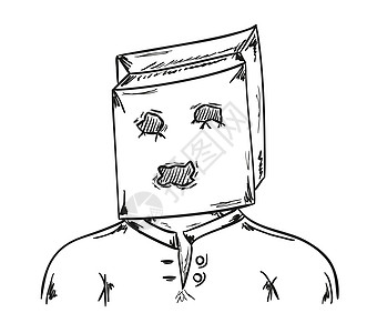 头上戴纸袋的人身体手绘成人戏服铅笔人士身份屈辱艺术面具图片