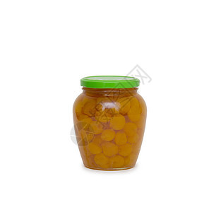 白色背景上孤立的果酱玻璃罐食物产品玻璃覆盆子美食瓶装商品家庭包装水果图片