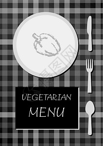 素食菜单勺子插图框架蔬菜餐厅水果营养服务盘子标签图片