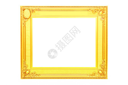白色背景上孤立的相片框架边界画廊金子照片木头艺术绘画空白图片