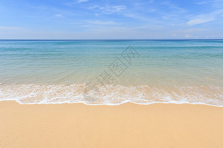 泰国普吉热带沙滩和蓝天蓝色气候场景假期海岸线美丽风景天空太阳水平图片