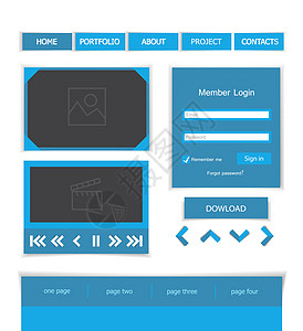 Web 要素商业博客用户蓝色收藏导航边栏按钮菜单视频图片