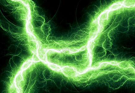 幻想的绿色闪电 抽象的分形背景震惊雷雨危险力量电压天空螺栓活力风暴墙纸图片