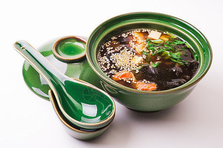鲑米生汤黄豆豆类吃饭状态食物液体午餐美食家材料海藻图片