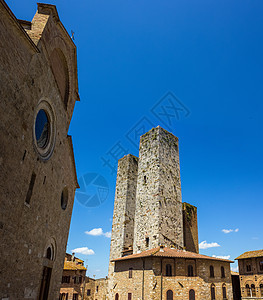 托斯卡纳 圣金尼那诺蓝色石头城堡建筑建筑学地标天空旅游历史旅行图片