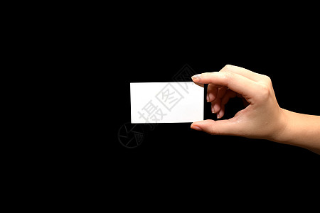 名片名卡黑色女士办公室卡片空白广告手指背景图片